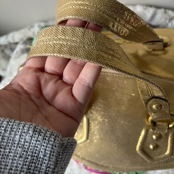 Coach Gold and Purple Floral Satchel - Picture 3 of 9